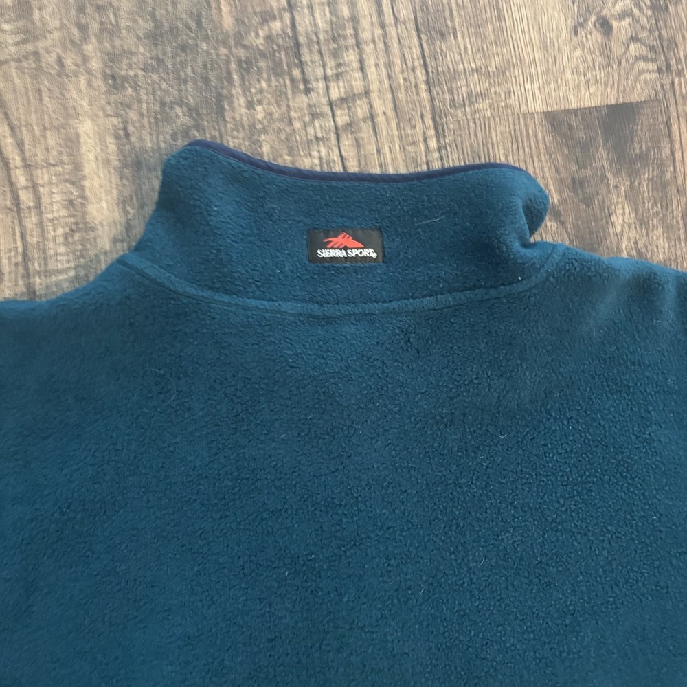 Vintage Sierra Sports Fleece Pullover Mens XL Teal Green Mock Neck Warm Layer - Picture 11 of 11